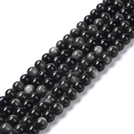 Natural Silver Obsidian Beads Strands G-D083-01D-1