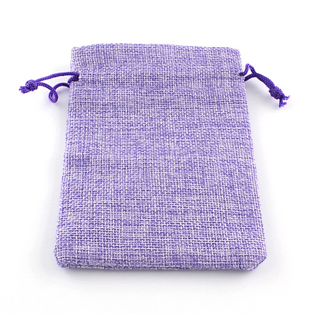 Polyester Imitation Burlap Packing Pouches Drawstring Bags ABAG-R005-9x7-03-1
