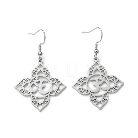 Non-Tarnish 304 Stainless Steel Yoga Theme Asymmetrical Earrings LS-EJEW-P222-08P-1