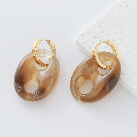 Oval Resin Hoop Earrings for Women SG4237-3-1