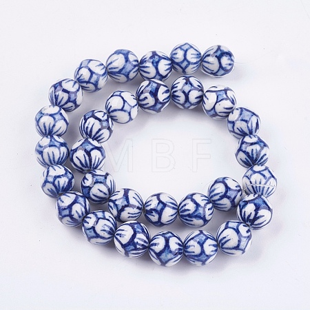 Handmade Blue and White Porcelain Beads PORC-G002-30-1