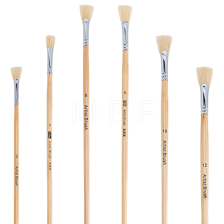 6Pcs 6 Styles Bristle Hair Painting Brush AJEW-WR0003-75-1