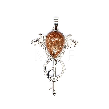 Synthetic Goldstone Teardrop Pendants PW-WG60016-07-1