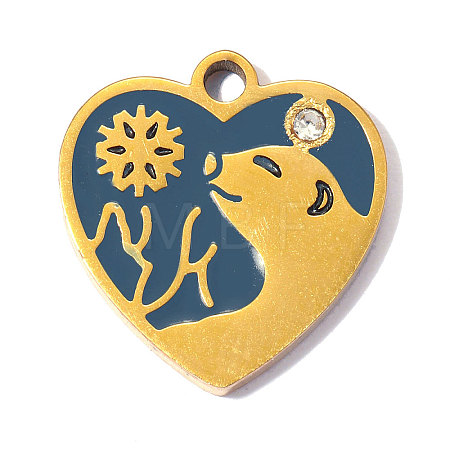 304 Stainless Steel with Steel Blue Enamel Charms SA-OY001-94G-1