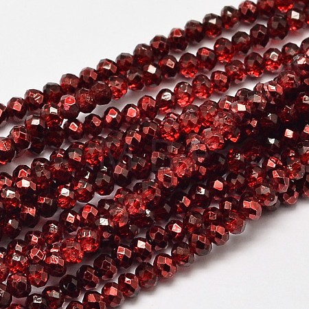 Faceted Rondelle Transparent Painted Glass Beads Strands DGLA-J001-C04-4mm-1