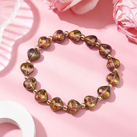 Electroplate Glass Heart Beaded Stretch Bracelets for Woman BJEW-JB11269-1