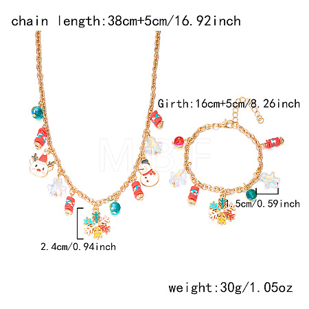 Christmas Alloy & Glass & Plastic & Polymer Clay Pendant Necklaces & Charm Bracelets Sets FS-WG7A63D-03-1