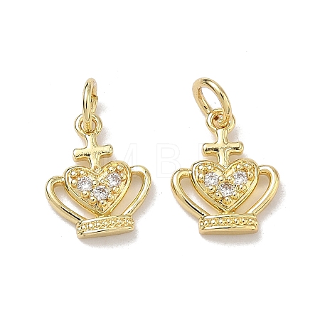 Brass Micro Pave Clear Cubic Zirconia Pendants KK-K420-09G-1