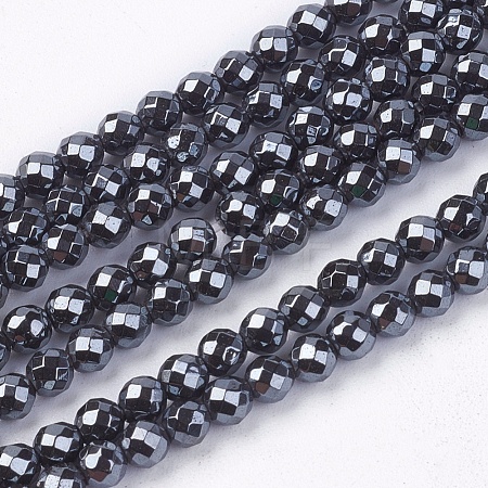 Non-magnetic Synthetic Hematite Beads Strands G-S086-3mm-1