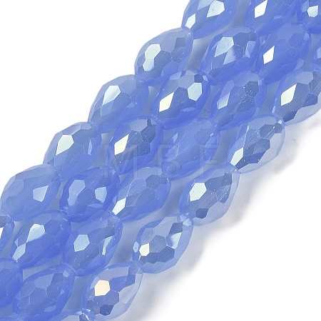 Opaque Solid Color Electroplate Glass Beads Strands EGLA-N013-J8mm-B06-1