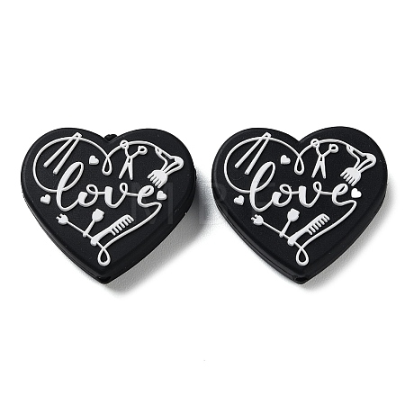 Food Grade Heart with Word Love Silicone Focal Beads LS-SIL-NH0001-01A-1