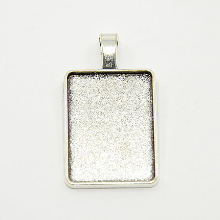 Tibetan Style Alloy Rectangle Pendant Cabochon Settings TIBEP-M021-A-05AS-RS-1