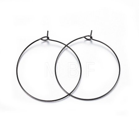 304 Stainless Steel Hoop Earring Settings Ion Plating(IP) STAS-H467-01B-35MM-1