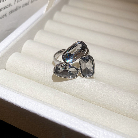 Alloy Rhinestone Cuff Open Rings WG2A83A-02-1