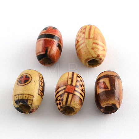 Printed Natural Wood Beads WOOD-R247-M-1