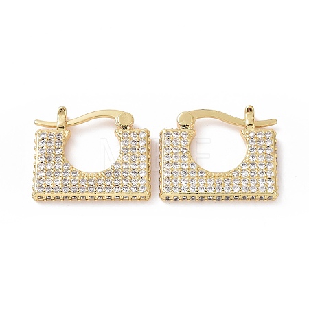Cubic Zirconia Rectangle Hoop Earrings EJEW-C008-12G-01-1