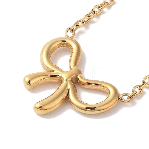 Ion Plating(IP) 304 Stainless Steel Cable Chain Bowknot Pendant Necklaces NJEW-Z041-03G-04-1