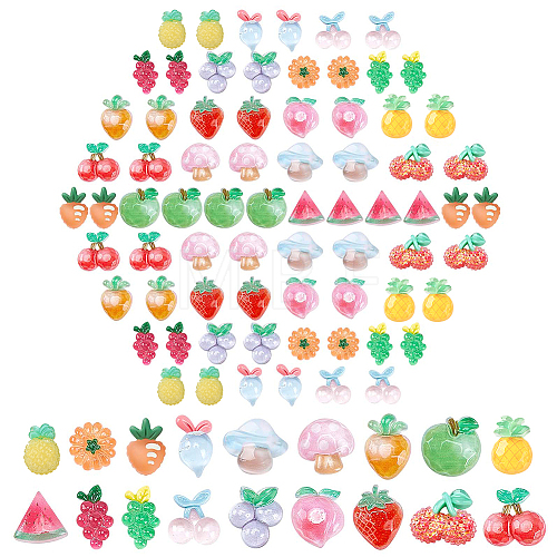 90Pcs 18 Style Resin Cabochons CRES-CN0001-06-1