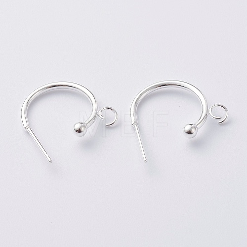 304 Stainless Steel Half Hoop Earrings STAS-Z028-B01-S-1