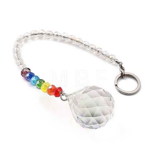 Chakra Round Ball Crystal Suncatcher Dowsing Pendulum Pendants PALLOY-JF00461-02-1