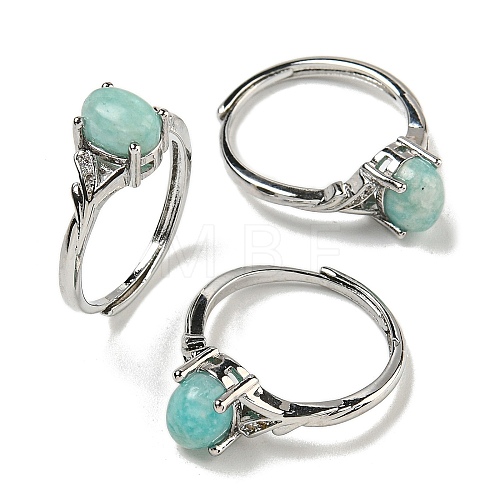 Oval Natural Amazonite Rings RJEW-Q818-01P-01A-1