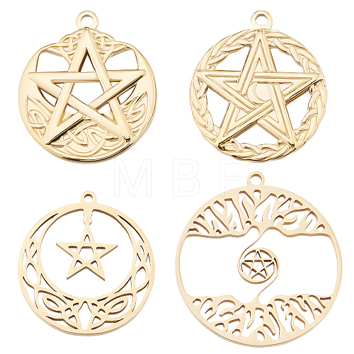 8Pcs 4 Style 304 Stainless Steel Pendants STAS-BBC0001-34-1