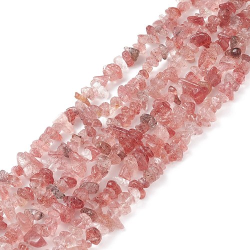 Natural Strawberry Quartz Chip Bead Strands X-G-M205-56-1