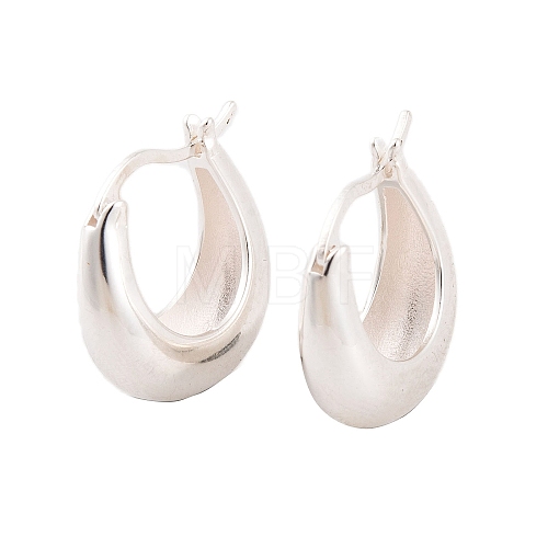 925 Sterling Silver Chunky Crescent Moon Hoop Earrings for Women EJEW-P273-01S-1