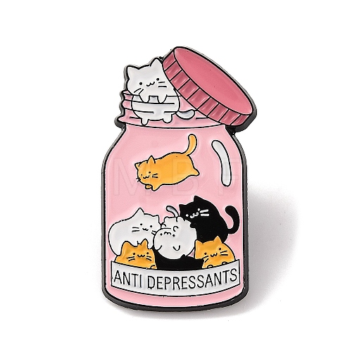 Cute Cat Anti Depressants Alloy Enamel Pins JEWB-A024-09B-1