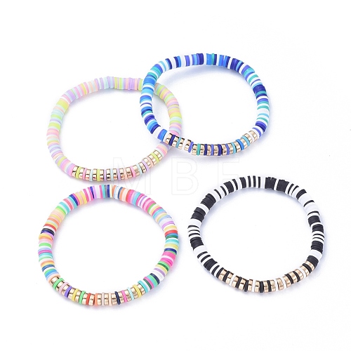 Handmade Polymer Clay Heishi Beads Stretch Bracelets BJEW-JB05300-1