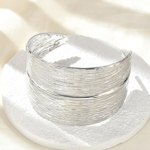 304 Stainless Steel Cuff Bangles for Women BJEW-Z096-02P-1