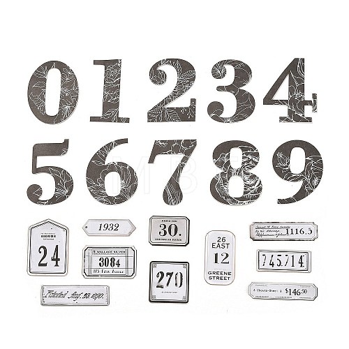 20Pcs Retro Number Paper Waterproof Stickers STIC-P015-B03-1