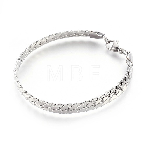 304 Stainless Steel Curb Chain Bracelets BJEW-L636-03A-P-1