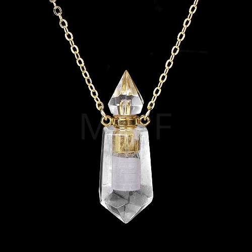 Natural Quartz Crystal Perfume Bottle Pendant Necklace PW-WG2A891-23-1