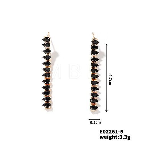 Dainty Japanese Teardrop Style Stud Earrings with Tassels and Rhinestones RD3372-4-1