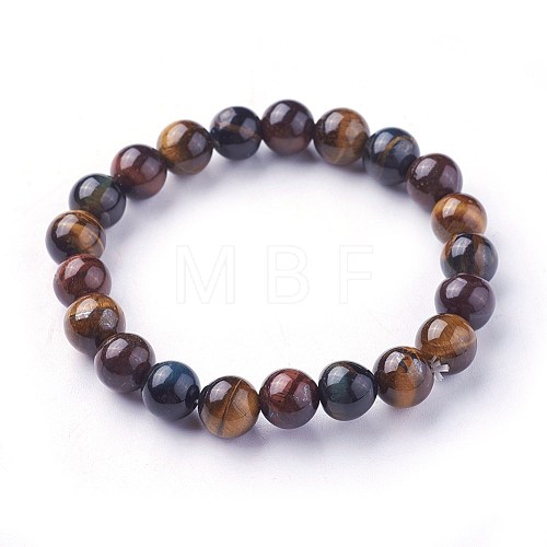 Natural Tiger Eye Beads Stretch Bracelets BJEW-F380-01-B18-1