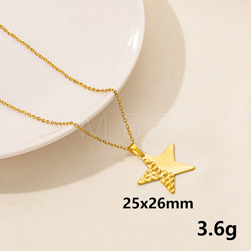 Stylish Stainless Steel Geometric Star Pendant Necklace for Women PD6789-2-1