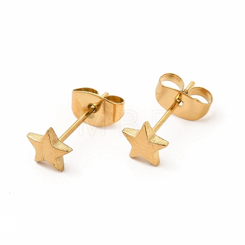 304 Stainless Steel Star Stud Earrings for Women EJEW-C004-02G-1