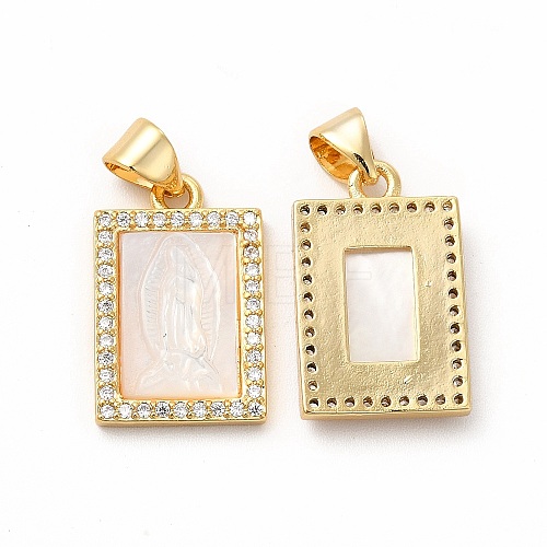 Rack Plating Brass Micro Pave Cubic Zirconia Pendants KK-H436-03G-1