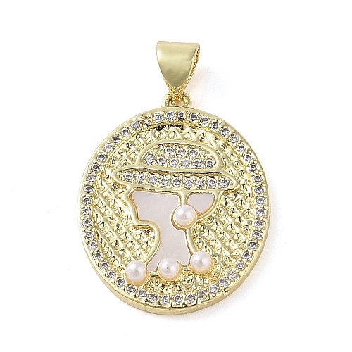 Brass Micro Pave Clear Cubic Zirconia Pendants KK-Q813-11B-G-1