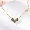 304 Stainless Steel Pave Natural Colorful Shell Heart Pendant Necklaces for Women NJEW-U032-09G-02-2