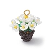 Resin Glass Seed Beaded Flower Pendants PALLOY-MZ01106-02-1
