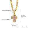 Brass Micro Pave Pink Cubic Zirconia Cubic Zirconia Cross Pendant Twisted Chain Necklaces for Women FS-WGE1C81-05-1