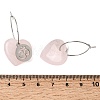 Natural Rose Quartz & 304 Stainless Steel Hoop Earrings for Women EJEW-G475-04P-05-5