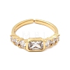 Brass with Cubic Zirconia Cuff Rings for Women RJEW-B160-07B-G-4