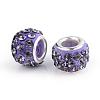 Polymer Clay Rhinestone European Beads CPDL-T001-25-1