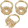3Pcs Adjustable Brass Micro Pave Clear Cubic Zirconia Finger Ring Components ZIRC-BBC0001-94-1
