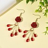 Synthetic Coral & Glass Dangle Earrings for Women EJEW-JE07412-1