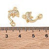 SHEGRACE Brass Micro Pave Clear Cubic Zirconia Dolphin Links Connector Charms XGRQ3K383-568G-3