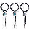 3Pcs 3 Styles Alloy Pave Resin Imitation Gemstone Flower Oval Pendant Bolo Tie Lariat Necklaces NJEW-CL0001-08-1